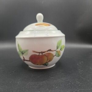 Royal Worcester Evesham Vale Sugar Bowl with Lid Fruit Pattern Fine Porcelain